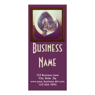 Tabby Kitty in Hütte Foto Tierpflege Werbekarte