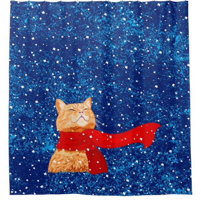 Tabby Lieben Snow Duschvorhang (Vorderseite)