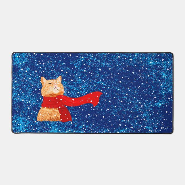 Tabby Lieben Snow Schreibtischunterlage (Vorderseite)