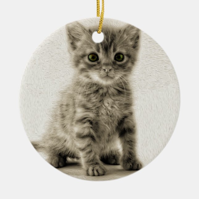 Tabby-Miezekatze Keramikornament (Vorne)
