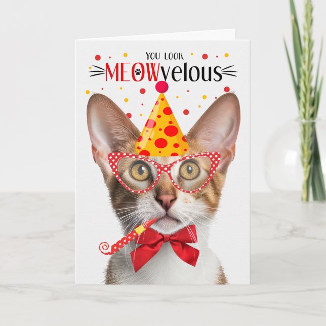 Tabby Oriental Kurzhaarkatze MEOWvelous Birthday Karte (Vorderseite)