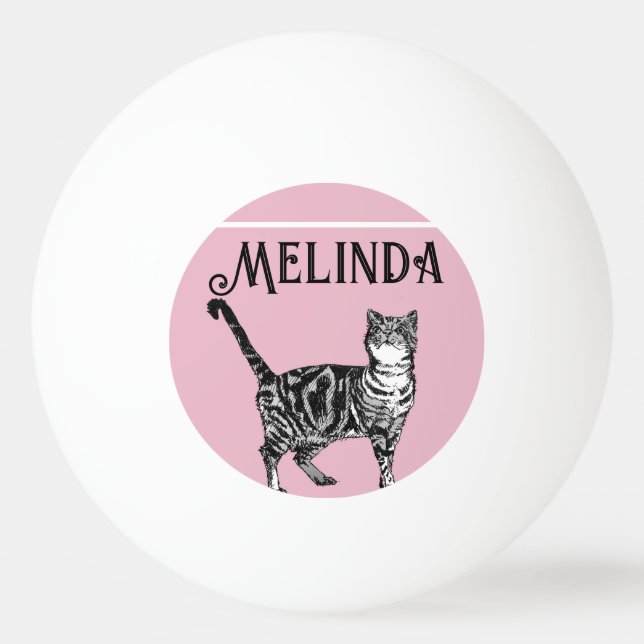 Tabby Pastel Katzen Kinder Mädchen leicht rosa Tischtennisball (Vorderseite)