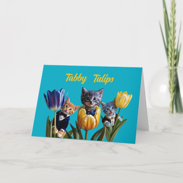 Tabby Tulips Karte (Vorderseite)