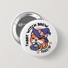 Tabby Witch Brew – Cute Halloween Cat Design Button
