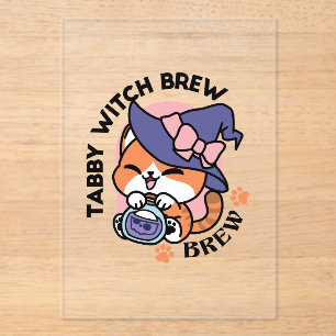Tabby Witch Brew - Niedliches Halloween Cat Design Acryleinladungen