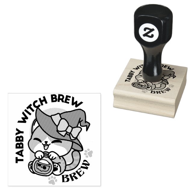 Tabby Witch Brew - Niedliches Halloween Cat Design Gummistempel (Stempel)