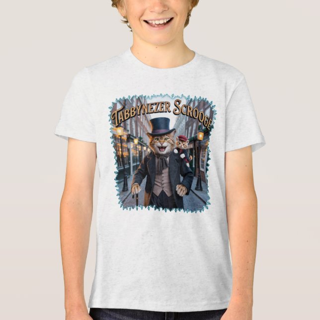 Tabbynezer Scrooge Illustration – Tabby Scrooge Tri-Blend Shirt (Vorderseite)