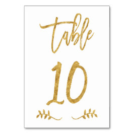 Tabelle 10 | Elegante Gold Handwriting Brushed Lau Tischnummer