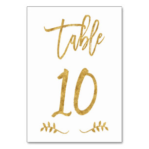 Tabelle 10 Elegante Gold Handwriting Brushed Lau Tischnummer