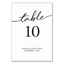 Tabelle 10 Personalisierte Hochzeit mit schwarzer