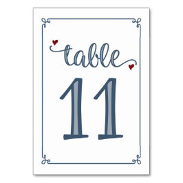 "Tabelle 11" Dusty Blue & Dark Red Tischnummer