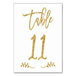 Tabelle 11 | Elegante Gold Handwriting Brushed Lau Tischnummer