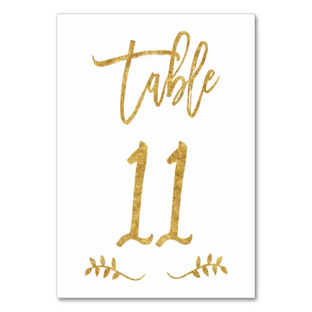 Tabelle 11 | Elegante Gold Handwriting Brushed Lau Tischnummer (Vorderseite)