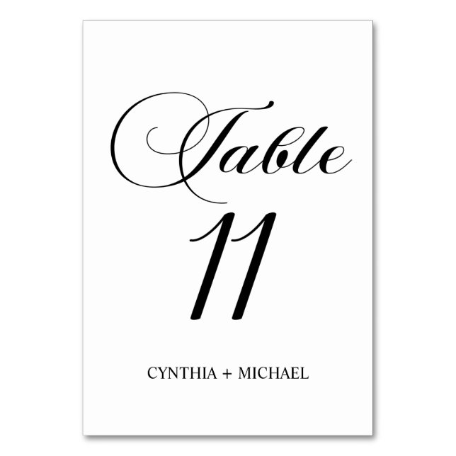 Tabelle 11 Moderne Script-Hochzeitsskripte-Tischnu Tischnummer (Vorderseite)