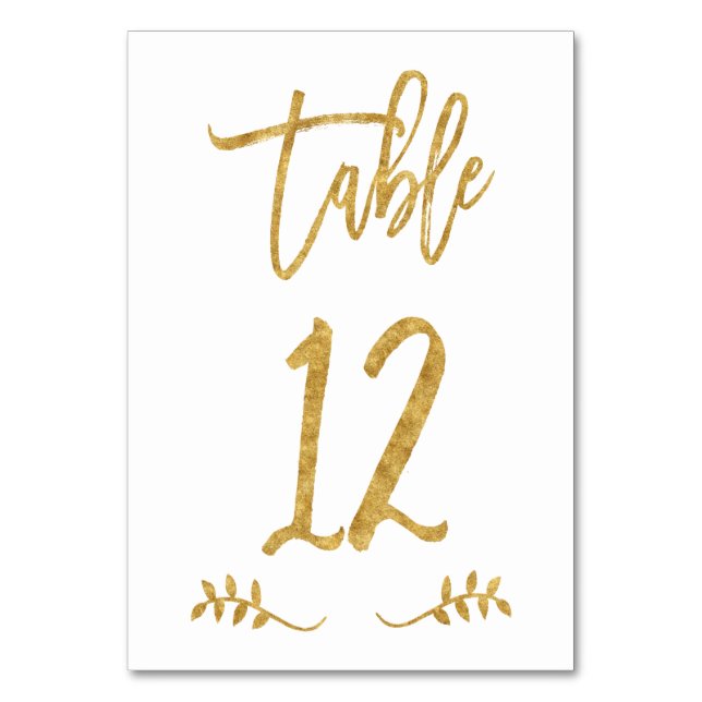 Tabelle 12 | Elegante Gold Handwriting Brushed Lau Tischnummer (Vorderseite)