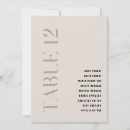 Tabelle 12 Moderne kühne beige Hochzeitsfeier Tisc Einladung