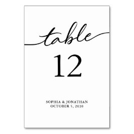 Tabelle 12 Personalisierte Hochzeit mit schwarzer  Tischnummer