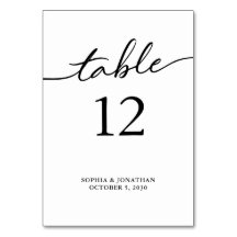 Tabelle 12 Personalisierte Hochzeit mit schwarzer
