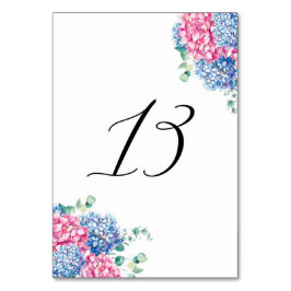 Tabelle 13: Aquarellfarben Rosa und Blaue Hydrange Tischnummer