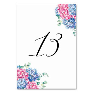 Tabelle 13: Aquarellfarben Rosa und Blaue Hydrange Tischnummer