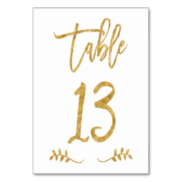 Tabelle 13 | Elegante Gold Handwriting Brushed Lau Tischnummer