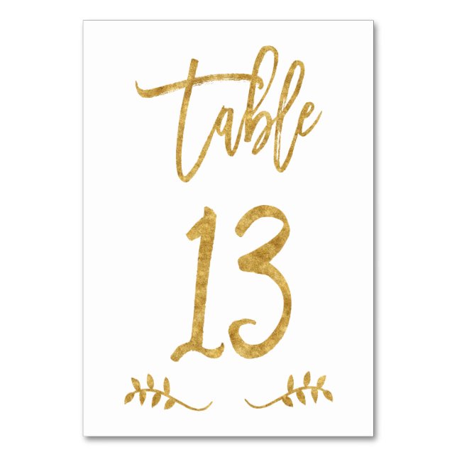 Tabelle 13 | Elegante Gold Handwriting Brushed Lau Tischnummer (Vorderseite)