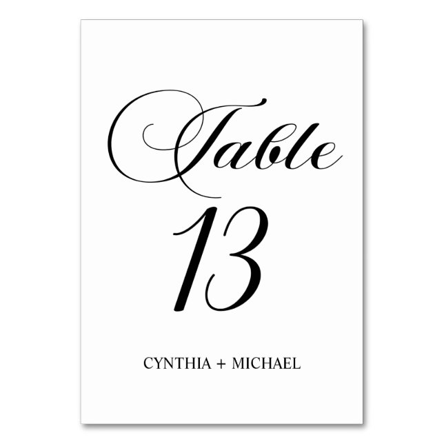 Tabelle 13 Moderne Script-Hochzeitsskripte-Tischnu Tischnummer (Vorderseite)