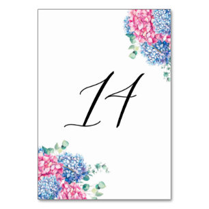 Tabelle 14: Aquarellfarben Rosa und Blaue Hydrange Tischnummer