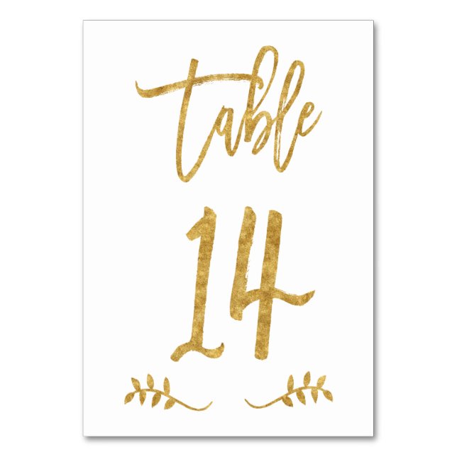 Tabelle 14 | Elegante Gold Handwriting Brushed Lau Tischnummer (Vorderseite)
