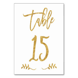 Tabelle 15 | Elegante Gold Handwriting Brushed Lau Tischnummer