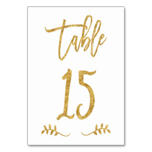 Tabelle 15 Elegante Gold Handwriting Brushed Lau Tischnummer