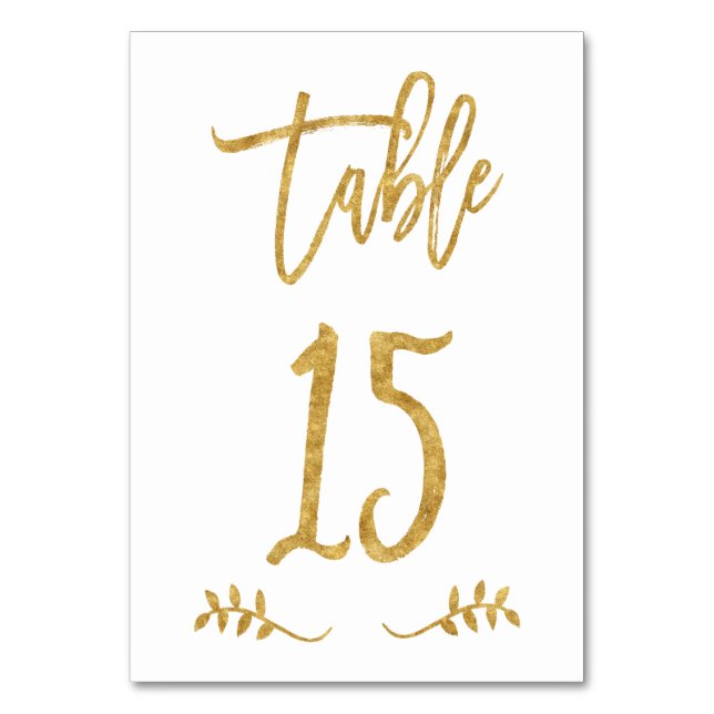 Tabelle 15 | Elegante Gold Handwriting Brushed Lau Tischnummer (Vorderseite)