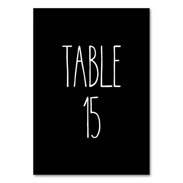 Tabelle 15 Schwarze schwarze Tischtafelkarte von R Tischnummer (Vorderseite)
