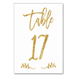 Tabelle 17 | Elegante Gold Handwriting Brushed Lau Tischnummer
