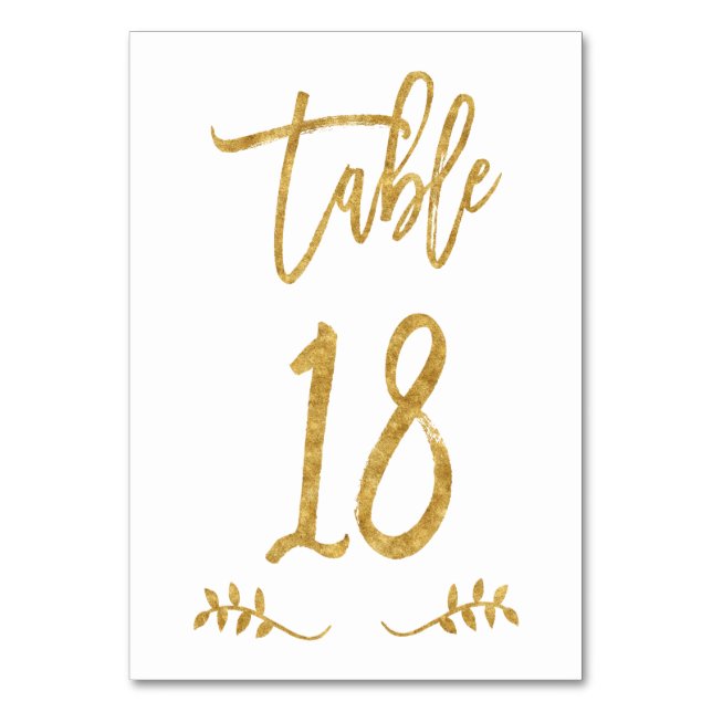 Tabelle 18 | Elegante Gold Handwriting Brushed Lau Tischnummer (Vorderseite)