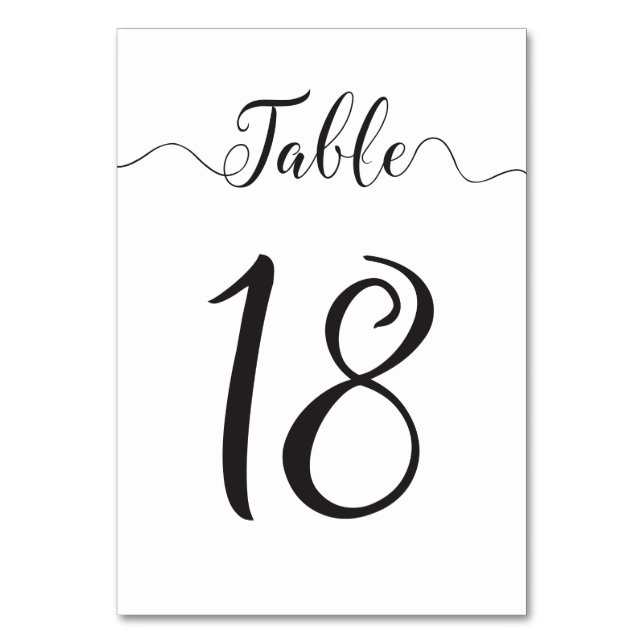 Tabelle 18 Hochzeitliche Tischnummern (Vorderseite)