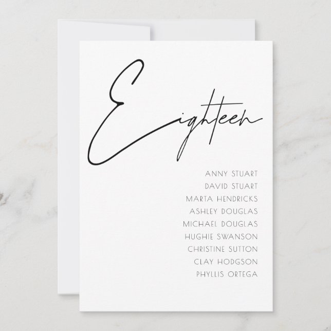 Tabelle 18 Vorlage für moderne Hochzeitsstipps-Tis (Vorderseite)