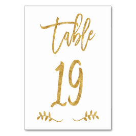 Tabelle 19 | Elegante Gold Handwriting Brushed Lau Tischnummer