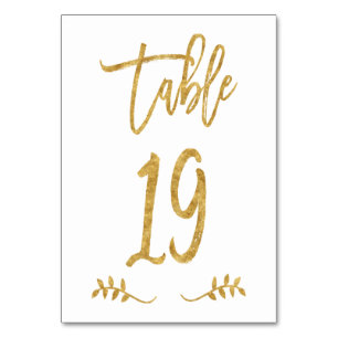 Tabelle 19 Elegante Gold Handwriting Brushed Lau Tischnummer