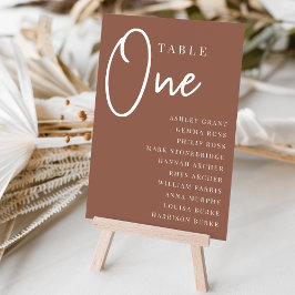 Tabelle 1 + Gast-Namen, handschriftlich angegeben Tischnummer