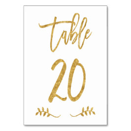 Tabelle 20 | Elegante Gold Handwriting Brushed Lau Tischnummer