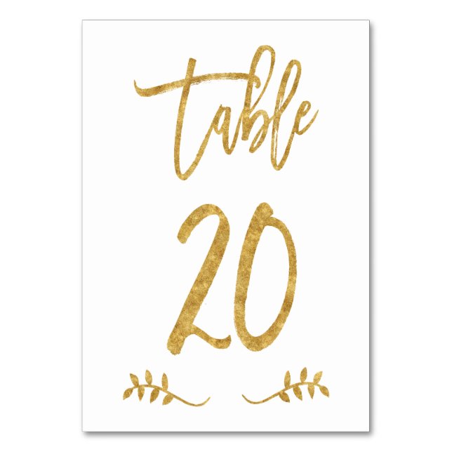 Tabelle 20 | Elegante Gold Handwriting Brushed Lau Tischnummer (Vorderseite)