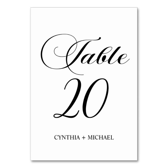 Tabelle 20 Moderne Script-Hochzeitsskripte-Tischnu Tischnummer (Vorderseite)