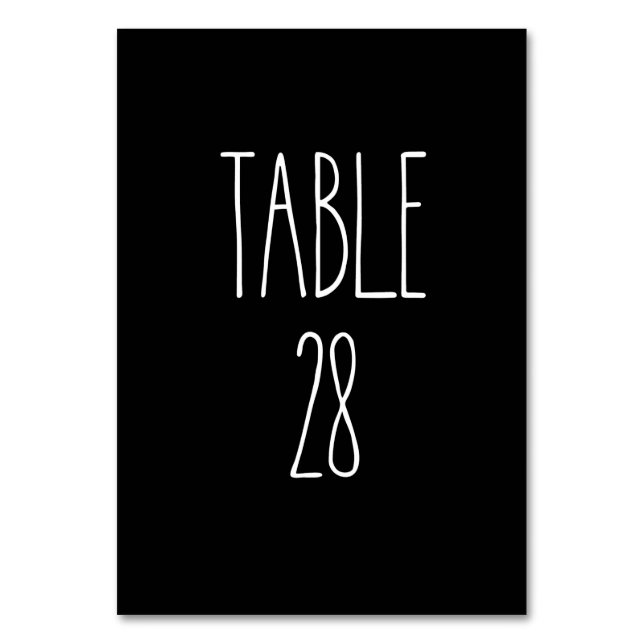 Tabelle 28 Rohe Dunn-schwarze Tischtafelkarte Tischnummer (Vorderseite)