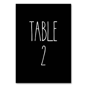 Tabelle 2 Die schwarze schwarze Tischtafelkarte vo Tischnummer