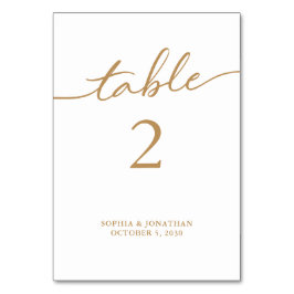 Tabelle 2 Goldkalligrafie Personalisierte Hochzeit Tischnummer