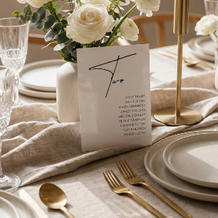 Tabelle 2 Moderne Hochzeitstisch-Nummernschablone Einladung