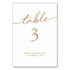 Tabelle 3 Goldkalligrafie Personalisierte Hochzeit Tischnummer
