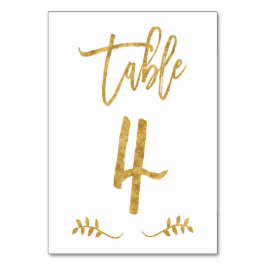 Tabelle 4 | Elegante Gold Handwriting Brushed Laur Tischnummer
