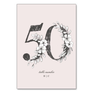 Tabelle 50 Schöner Blush Blumen-Skizzenkranz Tischnummer